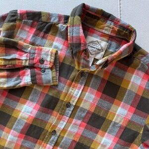 St John's Bay Flannel Shirt Mens S Multicolor Plaid Button Down Long Sleeve